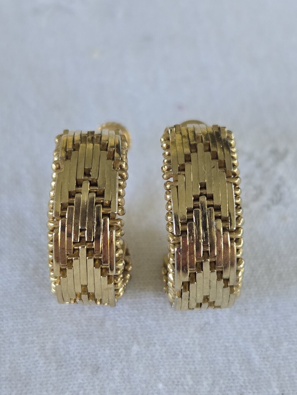 Vintage Napier Gold-Tone Textured Hinge Hoop Earrings